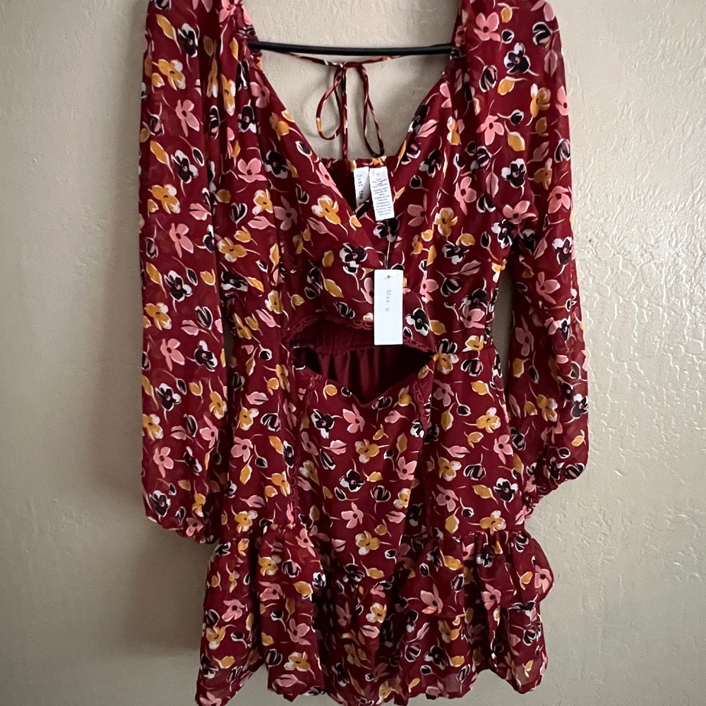 NWT Maroon Flower Dress